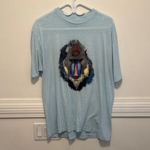 Light Blue Vintage Mandrill Graphic T-Shirt Soft Thin Ape